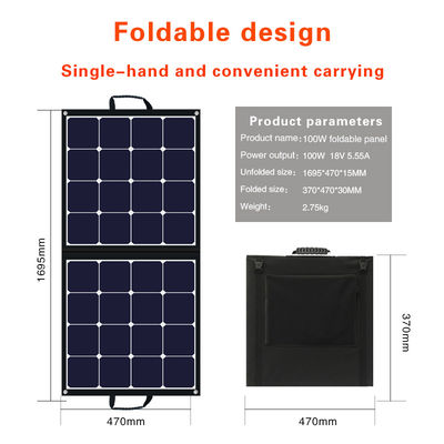Buiten draagbare zonnepanel 24V 100w opvouwbaar zonnepaneel voor reizen