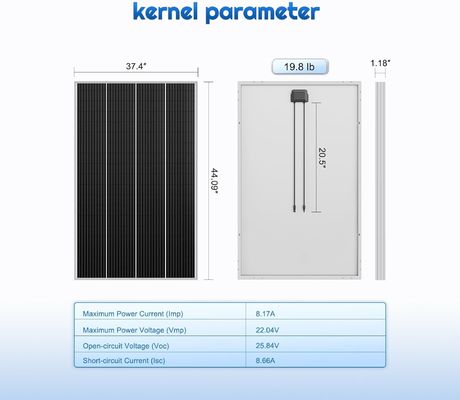 Monokristallijn PV rigide zonnepaneelcel 12V 180W Compact