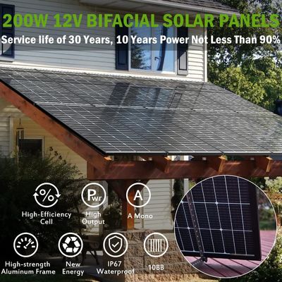 200W zonne-monocristallijn PV-panelen Module 12V 10BB Voor RV Home