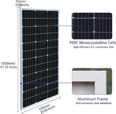 200 Watt 24V rigide zonnepaneel Monokristallijn module Off-grid systeem
