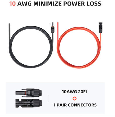 10AWG PV-verlengkabels Zonnepanelen Accessoires Voor Draagbare Zonnepanelen
