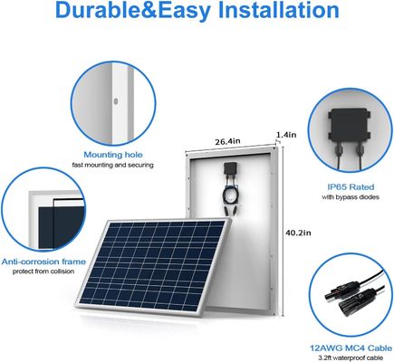 Polykristallijn balkon zonnepanelen uitgeschakeld 100 Watt 12 Volt