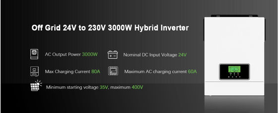 FT3000 Solar hybride Inverter 3200W Gebouwd in 80A MPPT Solar Charge Controller met wit