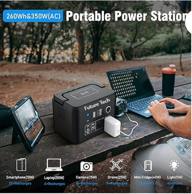 FTB70000 Power Bank met 350W zonne-generator, 60W zonnepaneel en 10W USB LED Light Kit