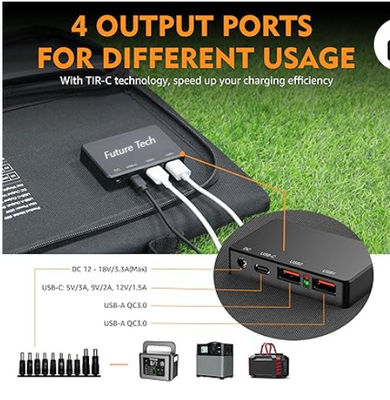 FTB70000 Power Bank met 350W zonne-generator, 60W zonnepaneel en 10W USB LED Light Kit