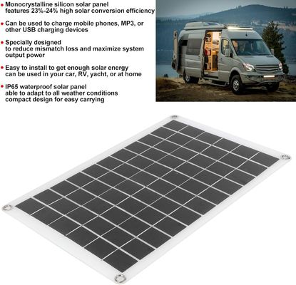 Lichte draagbare zonnepaneel monokristallijn cel 100W 12/24V USB-uitgang