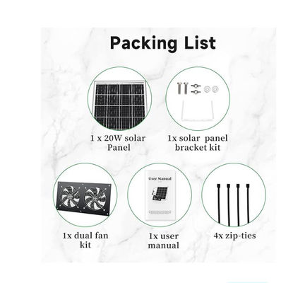 FTB20 Outdoor Solar Panel Kit aangedreven uitlaatventilator voor kippenhok IP65 waterdicht