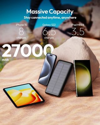 USB-C draagbare zonne-oplader 27000mAh voor mobiele telefoon tablet ODM