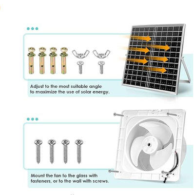 Wit monocristallijn mini zonnepaneel kit borstelloze ventilator 30W 8&quot;