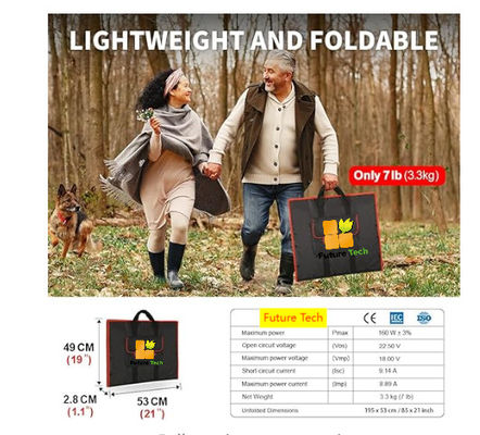FT60 Opvouwbaar zonnepaneel 60w Charger Blanket Waterdicht IP65 met zwart